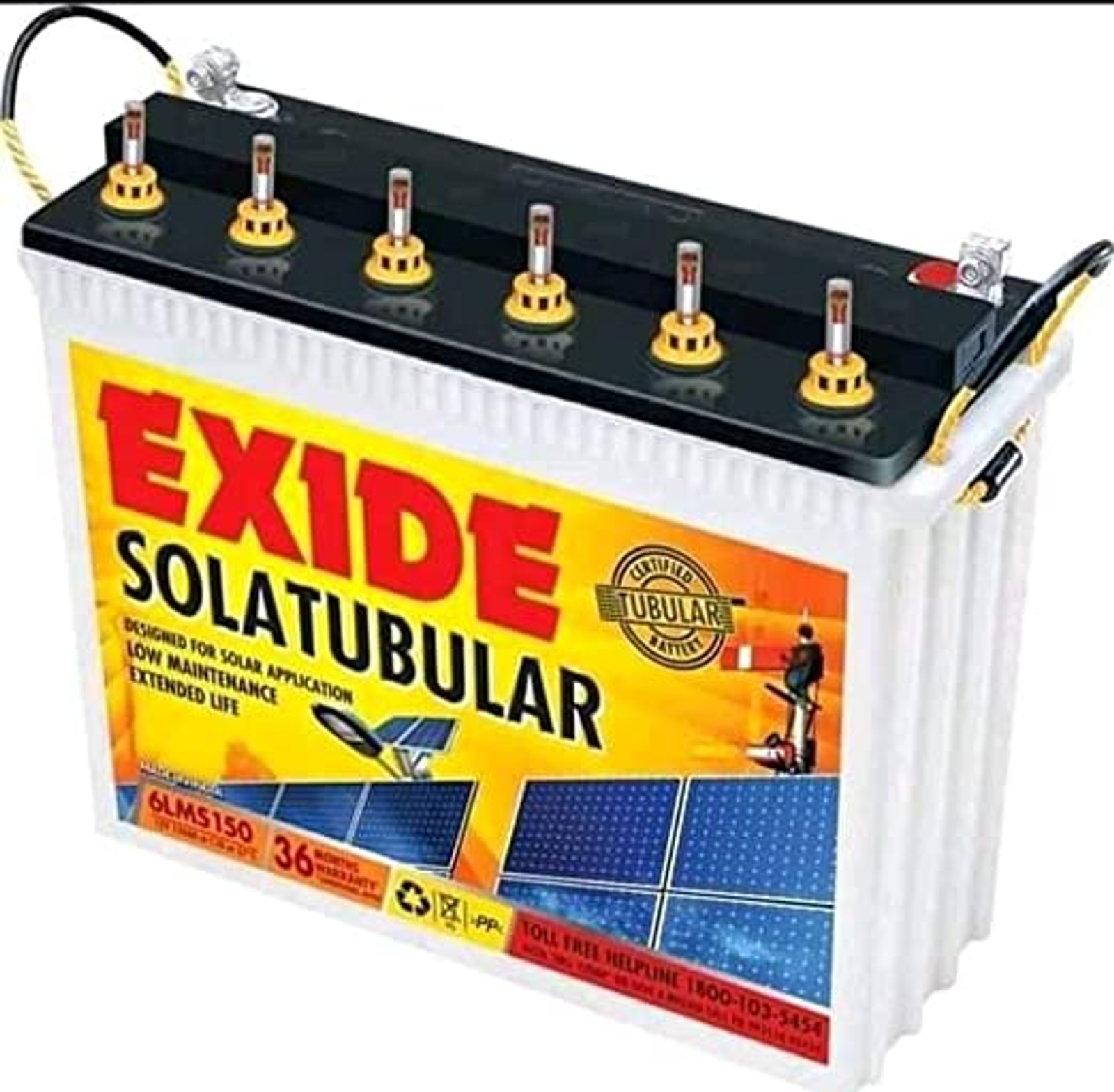 Exide SolaTubular 6LMS 150Ah Solar C10 Battery 3 Years Warranty