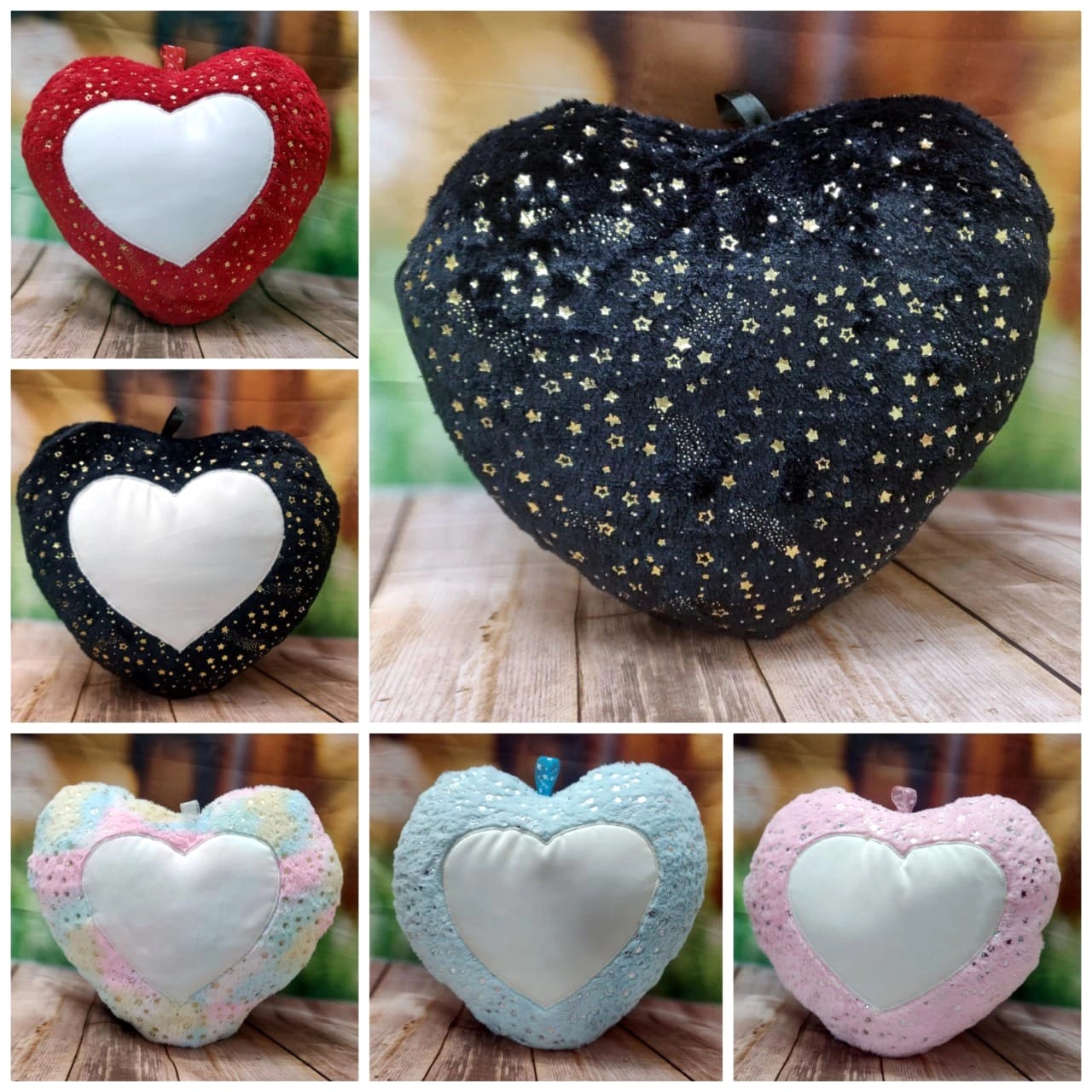 Glitter Stars Velvet Custom Cushion | Heart Shape - 15x15, Rainbow