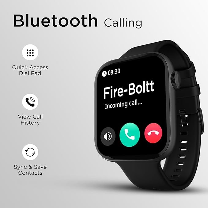 Fire-Boltt Ring 3 Smart Watch 1.8 Biggest Display with Advanced Bluetooth Calling Chip, Voice Assistance,118 Sports Modes, in Built Calculator & Games, SpO2, Heart Rate Monitoring (Black) open box