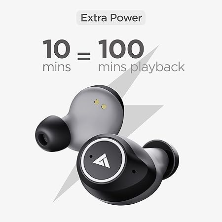 Boult Audio Airbass Q10 Bluetooth Truly Wireless in Ear Earbuds with Mic with 24H Total Playtime, Touch Controls, Ipx5 Water Resistant and Voice Assistant (Black) ( open box )