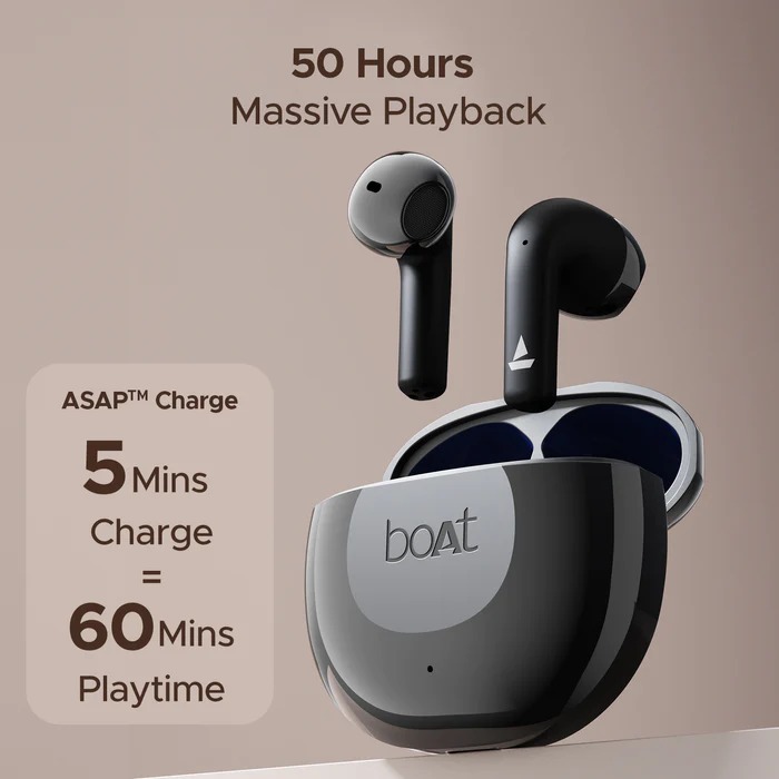 boAt Airdopes 125 TWS Earbuds with Environmental Noise Cancellation (IPX5 Water Resistant, ASAP Charge, Mystic Black)