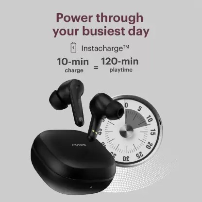 Noise Buds Prima 2 Earbuds with 50-Hours of Playtime, Quad Mic with ENC and Tru Bass Bluetooth Headset  (Carbon Black, True Wireless) ( Open box )