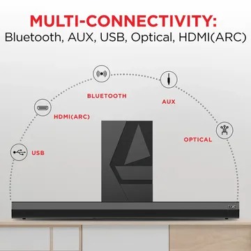 ( Refurbished )boAt Aavante Bar Quake 200W Bluetooth Soundbar with Remote (Entertainment EQ Modes, 2.1 Channel, Black)