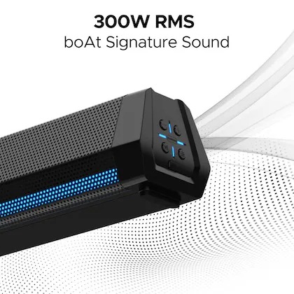 ( Refurbished )boAt Aavante Maven 2.1 Channel with 300 Watts RMS Signature Sound Bar, Midnight Black