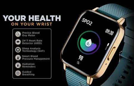 ( open box )Intex FitRist Vogue SmartWatch with 1.7" Vision Glass Display | 13 Sports Modes | Blood Pressure Monitor | SpO2 | Heart Rate Detector | Bluetooth Calling | IP67 & 7 Days Battery Life (Desert Gold)