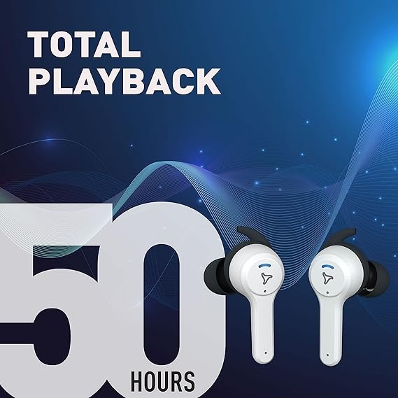 SYSKA Sonic Buds IEB900 Earbuds with 50Hr Play Time, auto ENc Tech, Low Latency, IPX4, 13mm Drivers for Deep Bass, Type-C Charging (Pristine White, True Wireless)