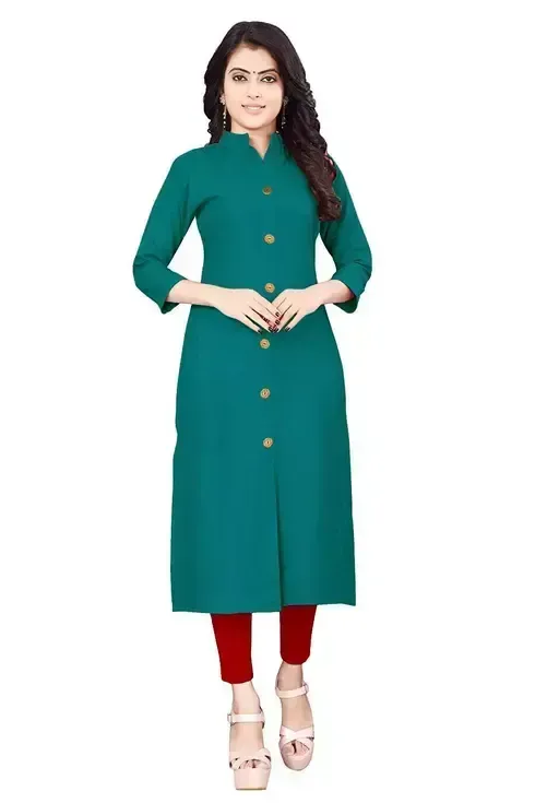 Women Solid Pure Cotton Straight A-line Kurta Mo - M