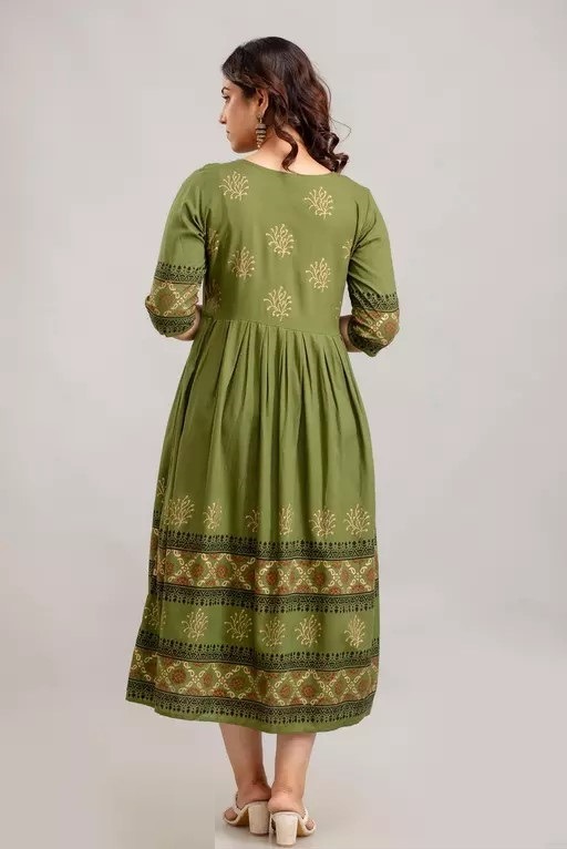 Women Rayon Printed Akshara Anarkali Kurtis Mo - M