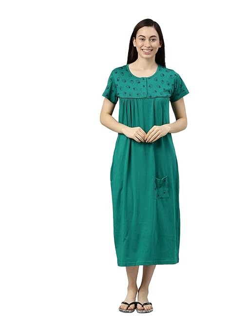 KRYPTIC Womens Printed Pure Cotton Maxi Nightdress An - XL
