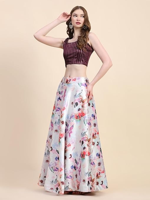 Kaithili Women's Pure Silk Printed Lehenga Choli Set For Girls - stitched lehenga choli-41 An