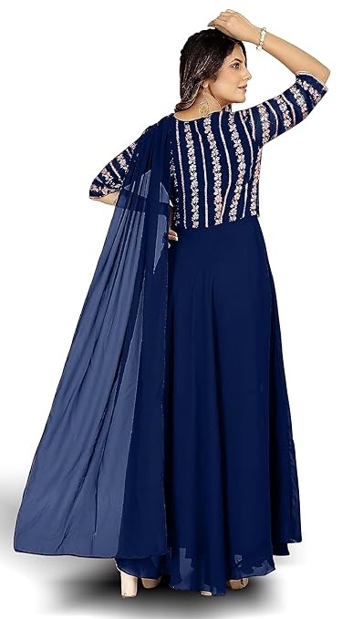 KEDARFAB Women's Embroidered Codding Long Anarkali Dress Material Gown with Duppta An - XL