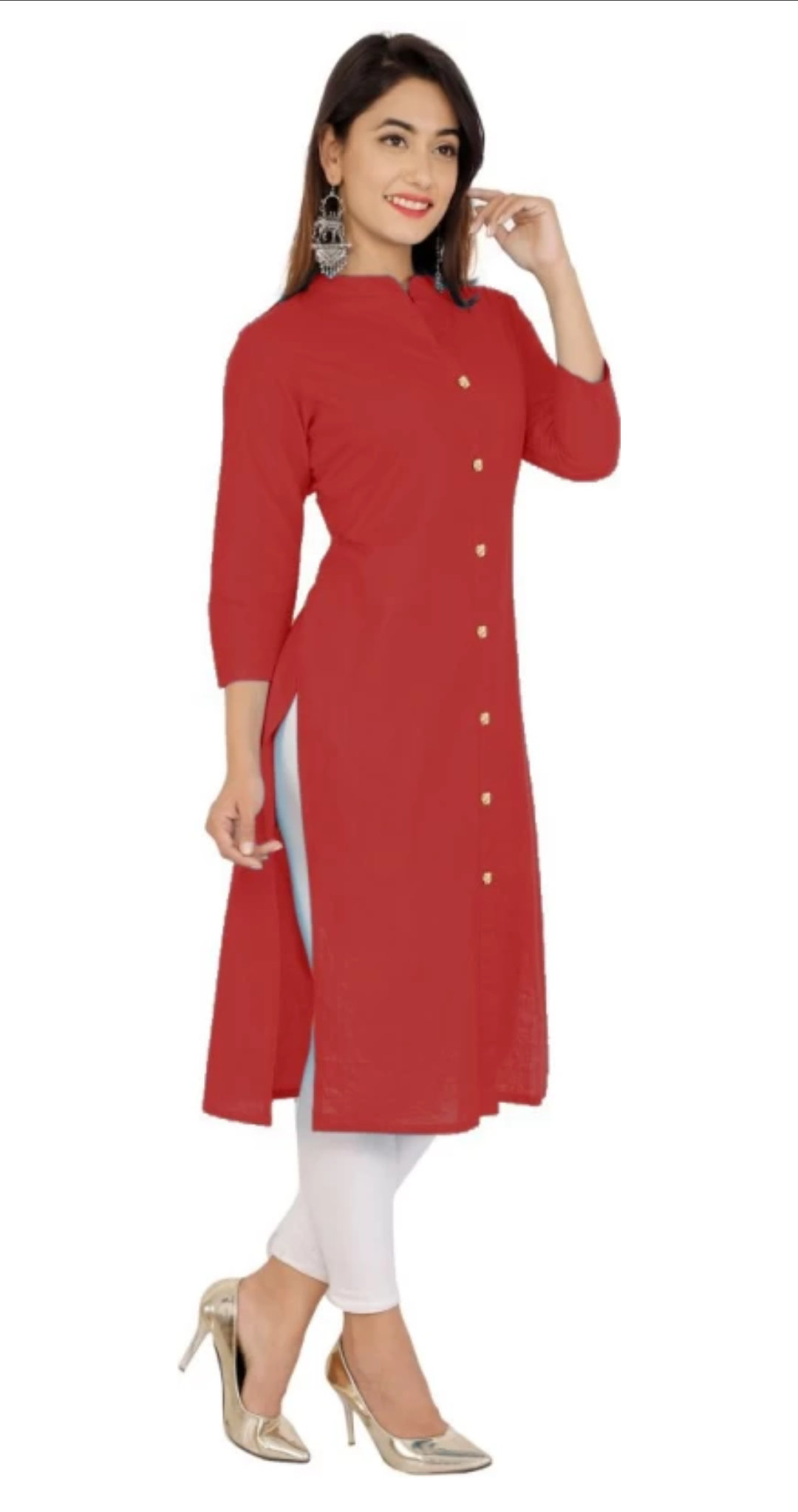 Women Solid Kurta SHP - M, Fabric Cotton Blend