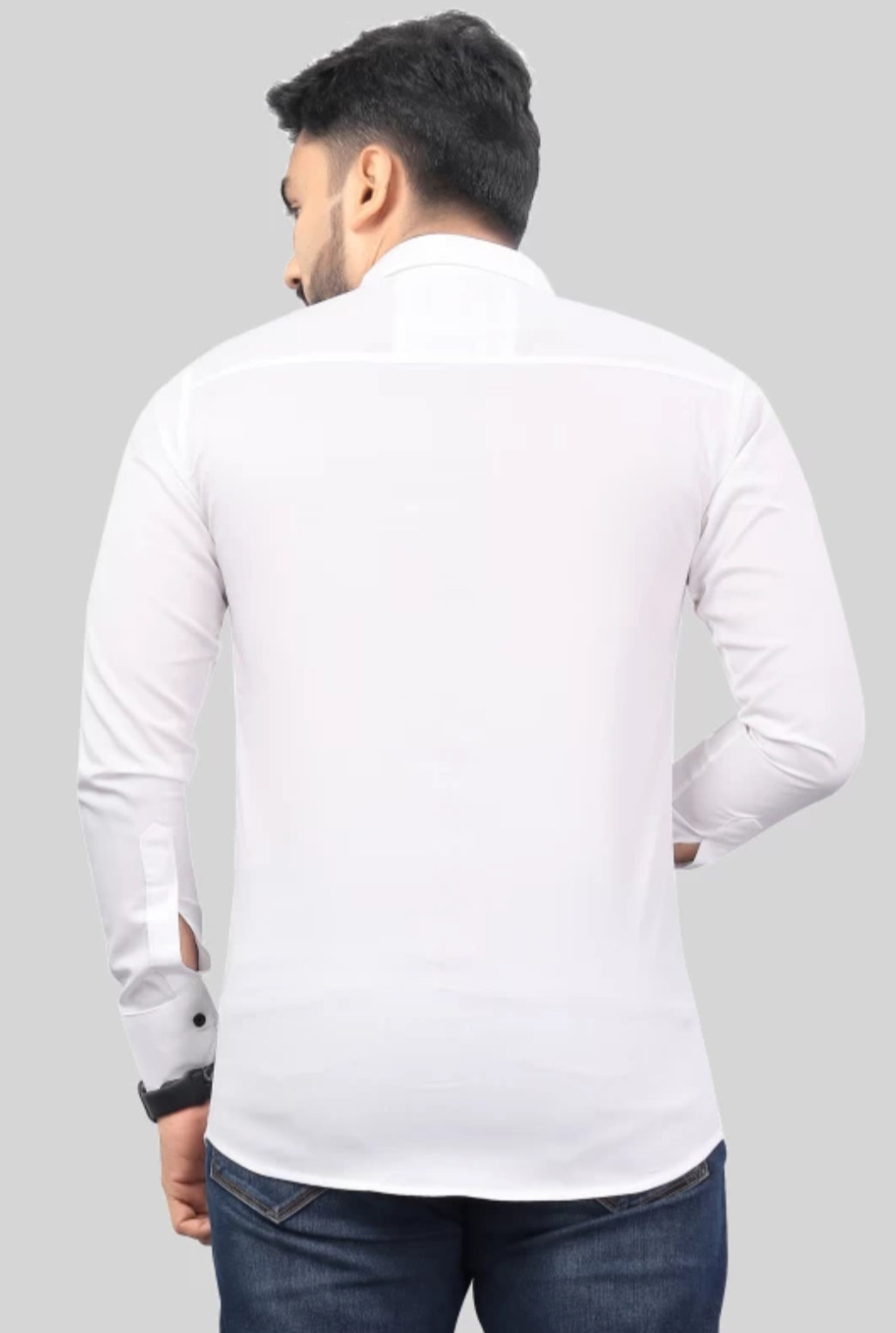 Men Solid Casual White Shirt - White, M, Fabric- Poly cotton