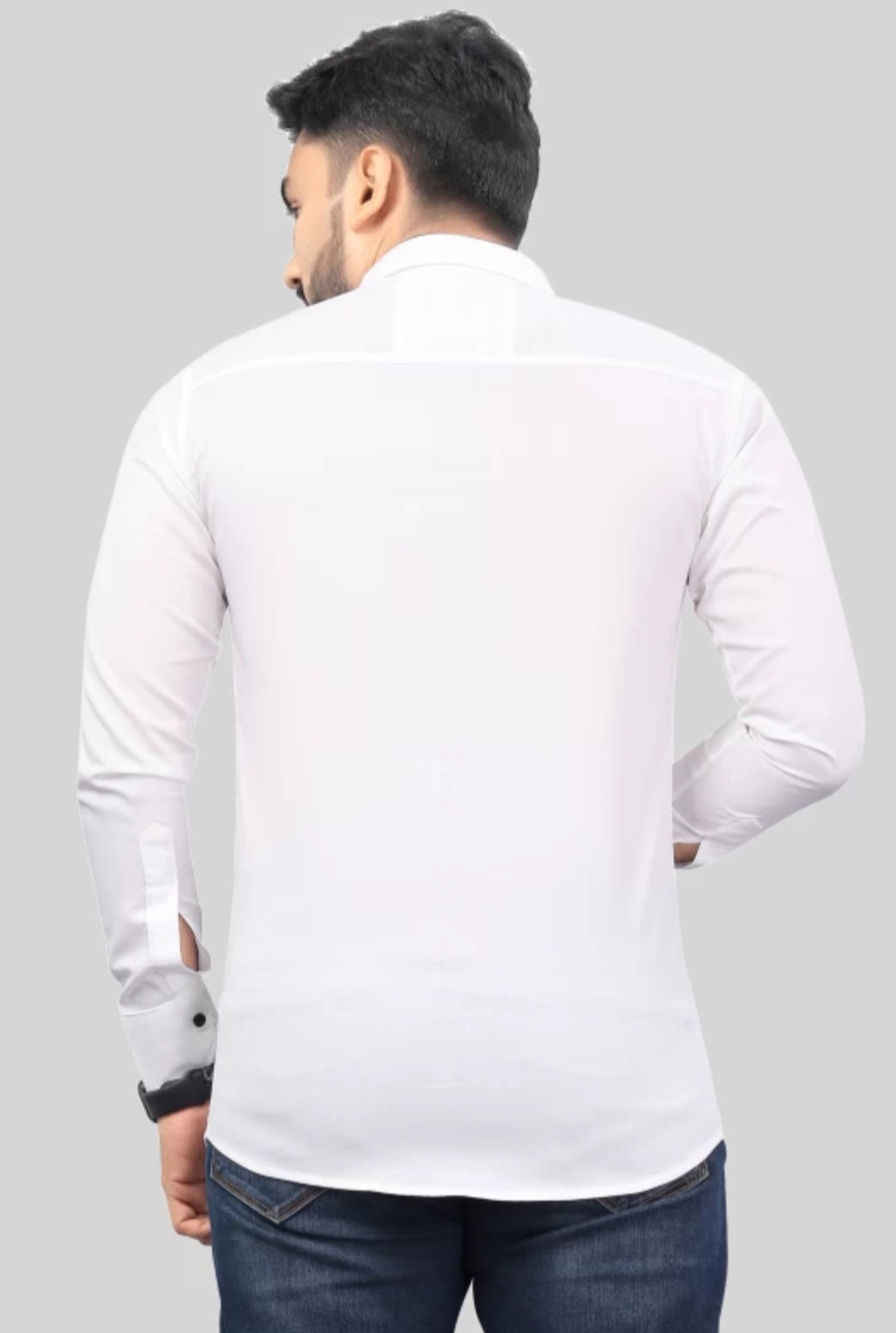 Men Solid Casual White Shirt - White, L, Fabric- Poly cotton