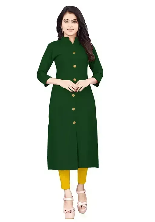 Women Solid Pure Cotton Straight A-line Kurta Mo - M