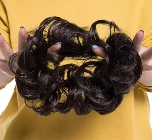 Glorious Look Curly Rafal Bun Juda Brown Colour 35 (gm) For Women Girls Bridal Instant Ready For Party Wedding Anniversary Family Function Fashionable Hair Mo - Free Size