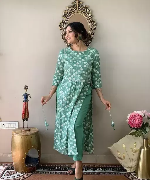 Naira Kurta Pant Set (Green) - XXL