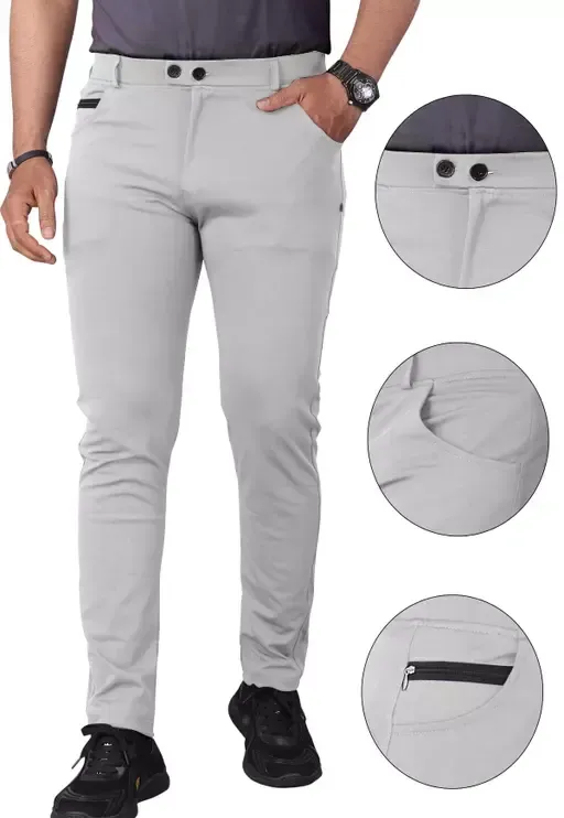 Combo of 2 Trendy Flat Front Trouser for Men with 4 Pocket in Combo offer Mo - 28