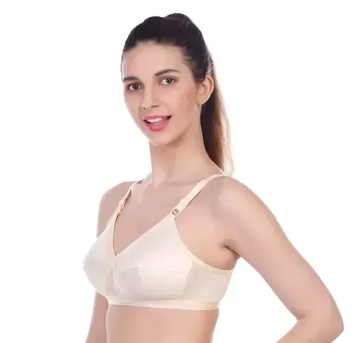 Women Everyday Wear Non-Padded Cross Belt Bra Pack of (3) Black,White,Skin Mo - L