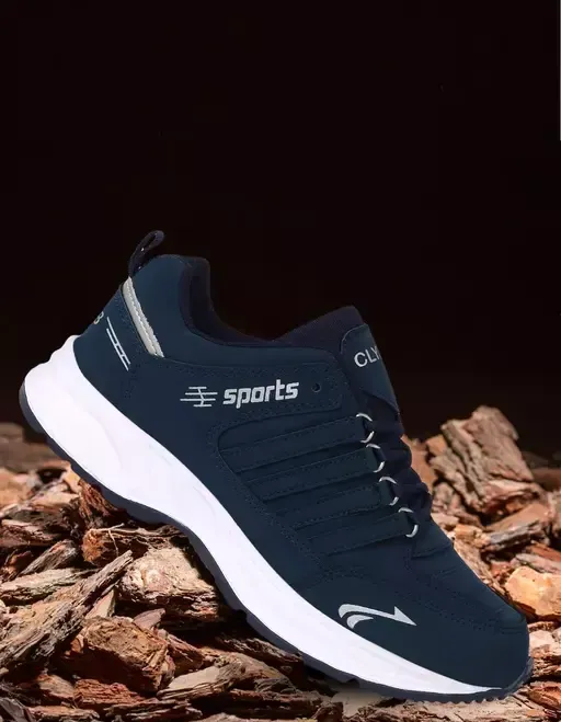 Navy Blue Solid Running Shoes For Men Mo - IND-7