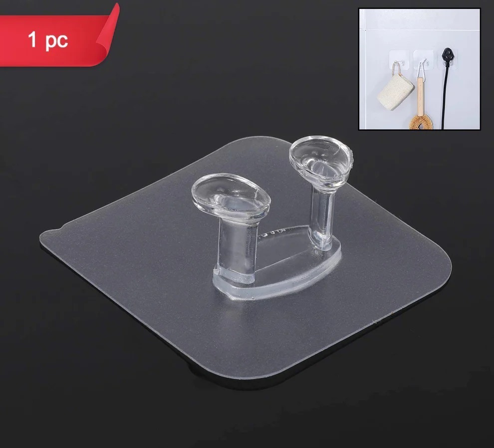 (Pack Of 10) TRANSPARENT  WALL STORAGE HOOKS