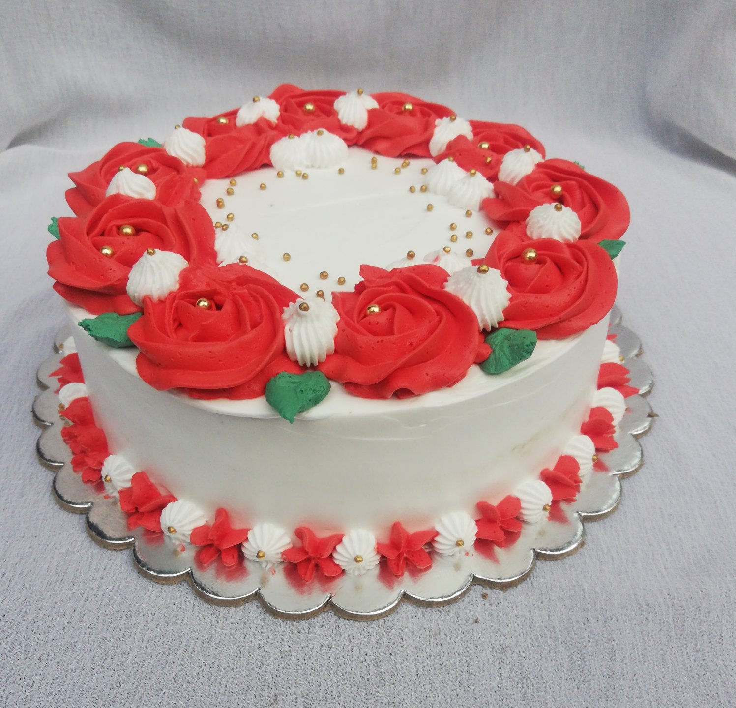 Floral Red Vanilla Cake - 2 Pound