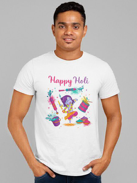 Create Your Own  Happy Holi With Krishna  - XL