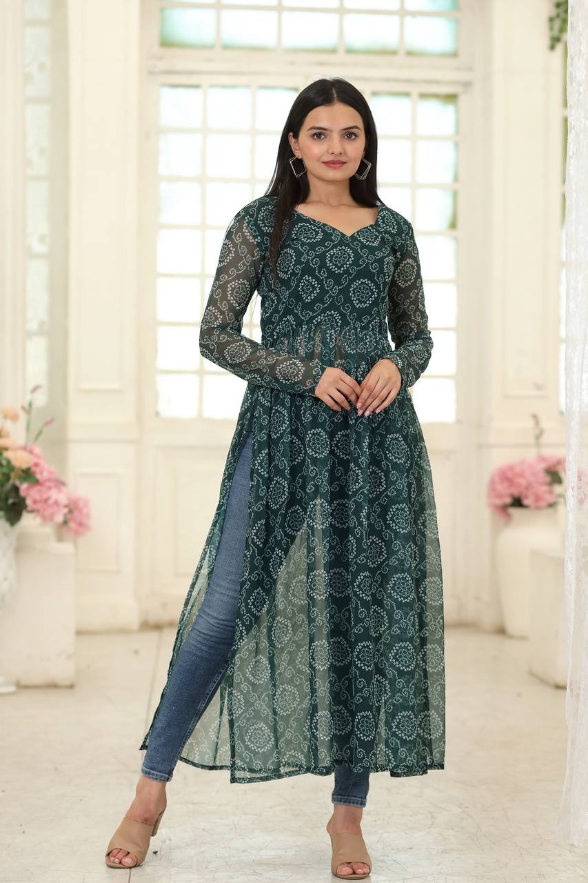 PREMIUM READYMADE DESIGNER NAYRA CUT PRINTED KURTI