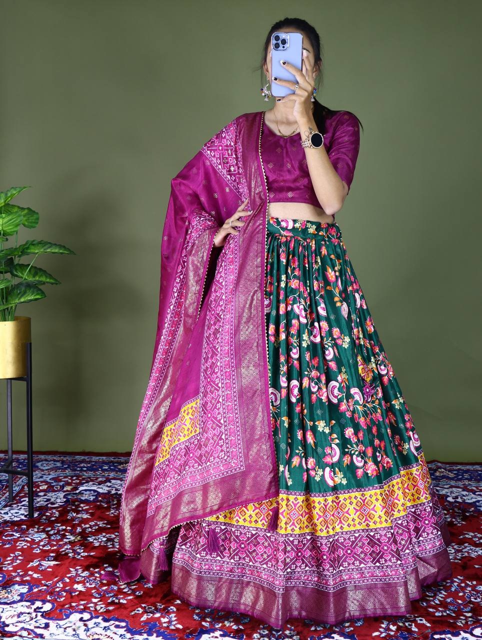 FLORAL SOFT SILK LEHENGA WITH BEAUTIFUL FOIL WORK