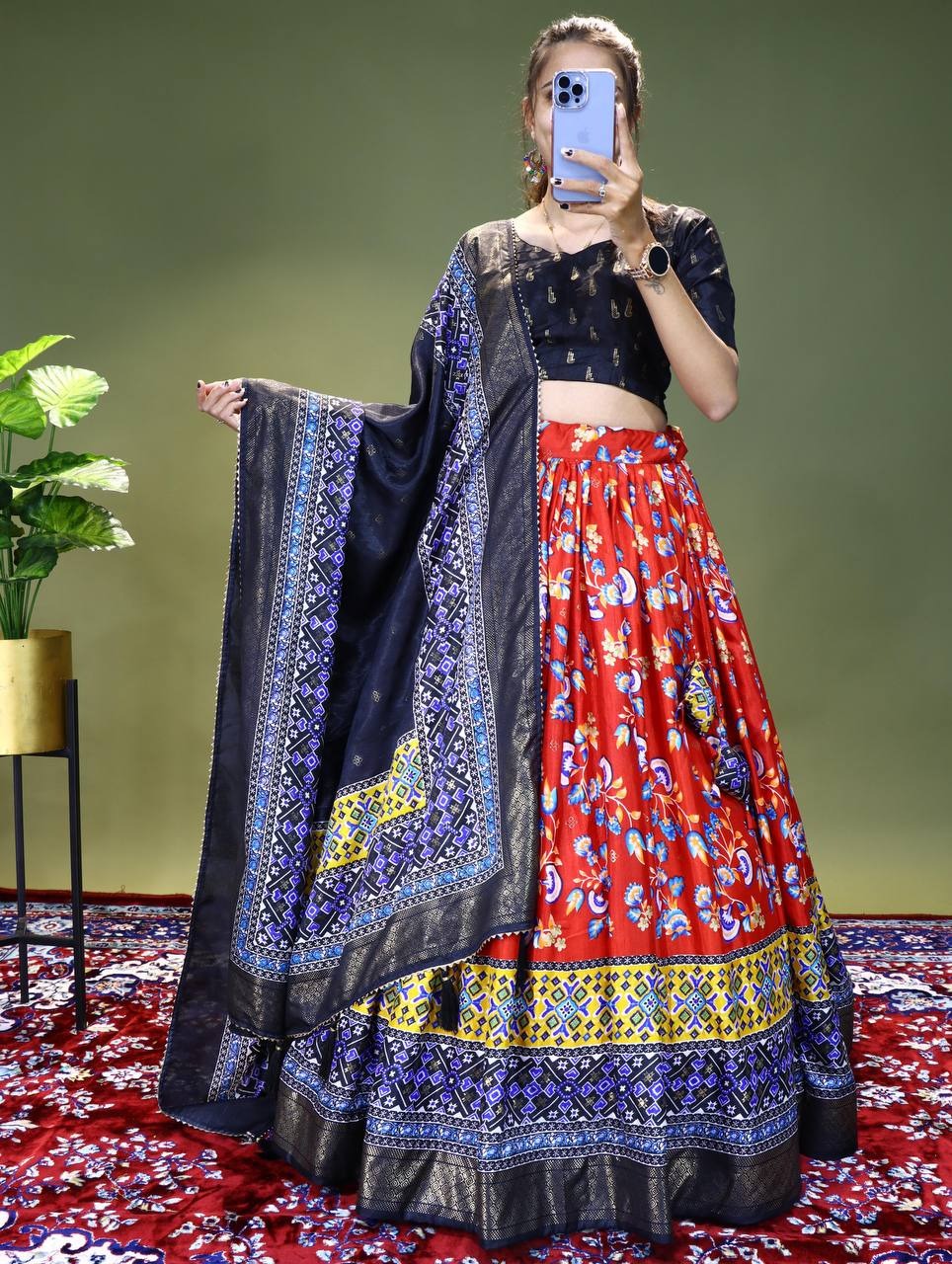 FLORAL SOFT SILK LEHENGA WITH BEAUTIFUL FOIL WORK
