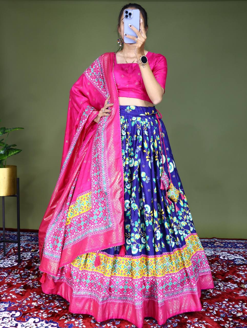 FLORAL SOFT SILK LEHENGA WITH BEAUTIFUL FOIL WORK