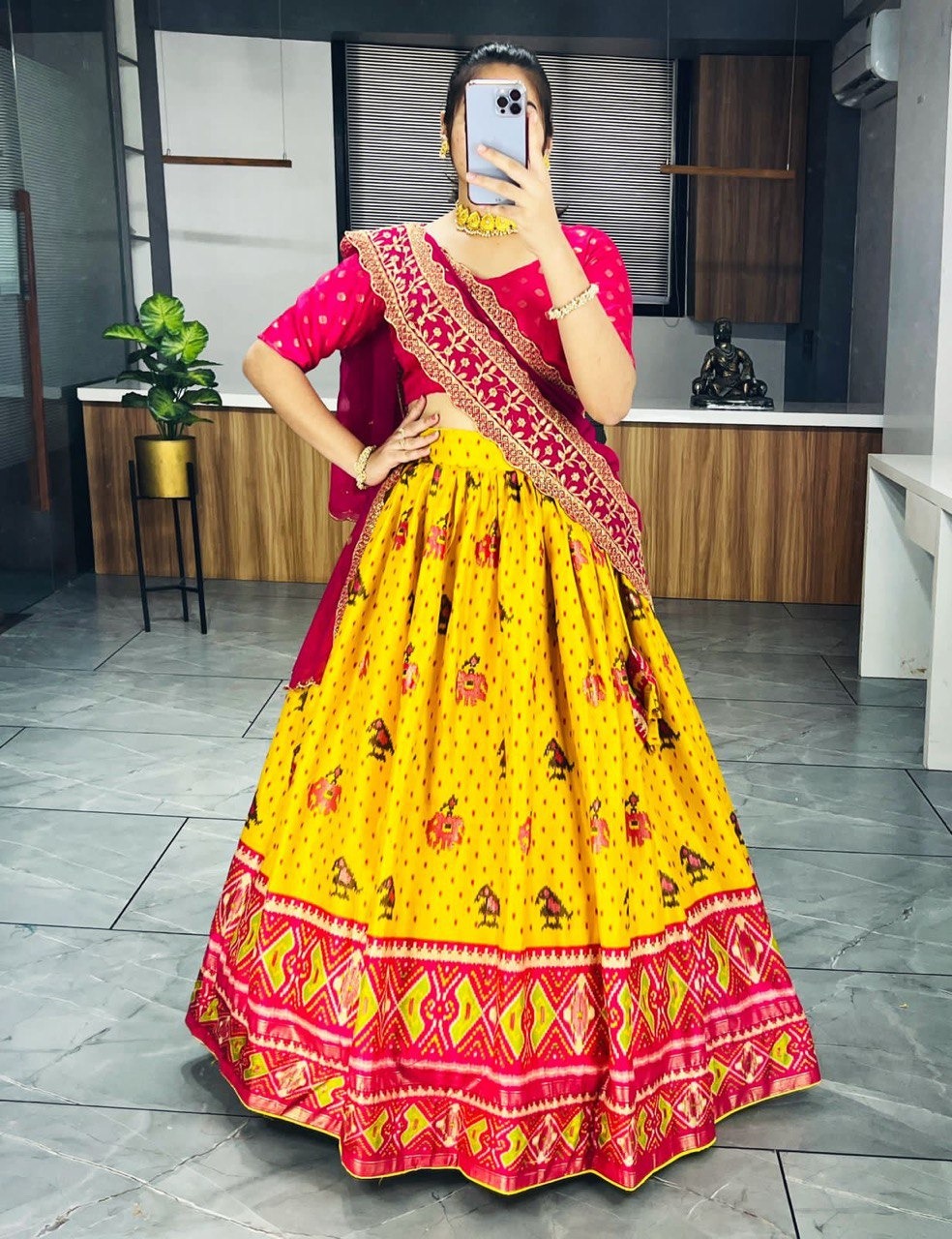 DOLA SILK PAITHANI PRINT AND FOILWORK LEHENGA CHOLI WITH DUPATTA