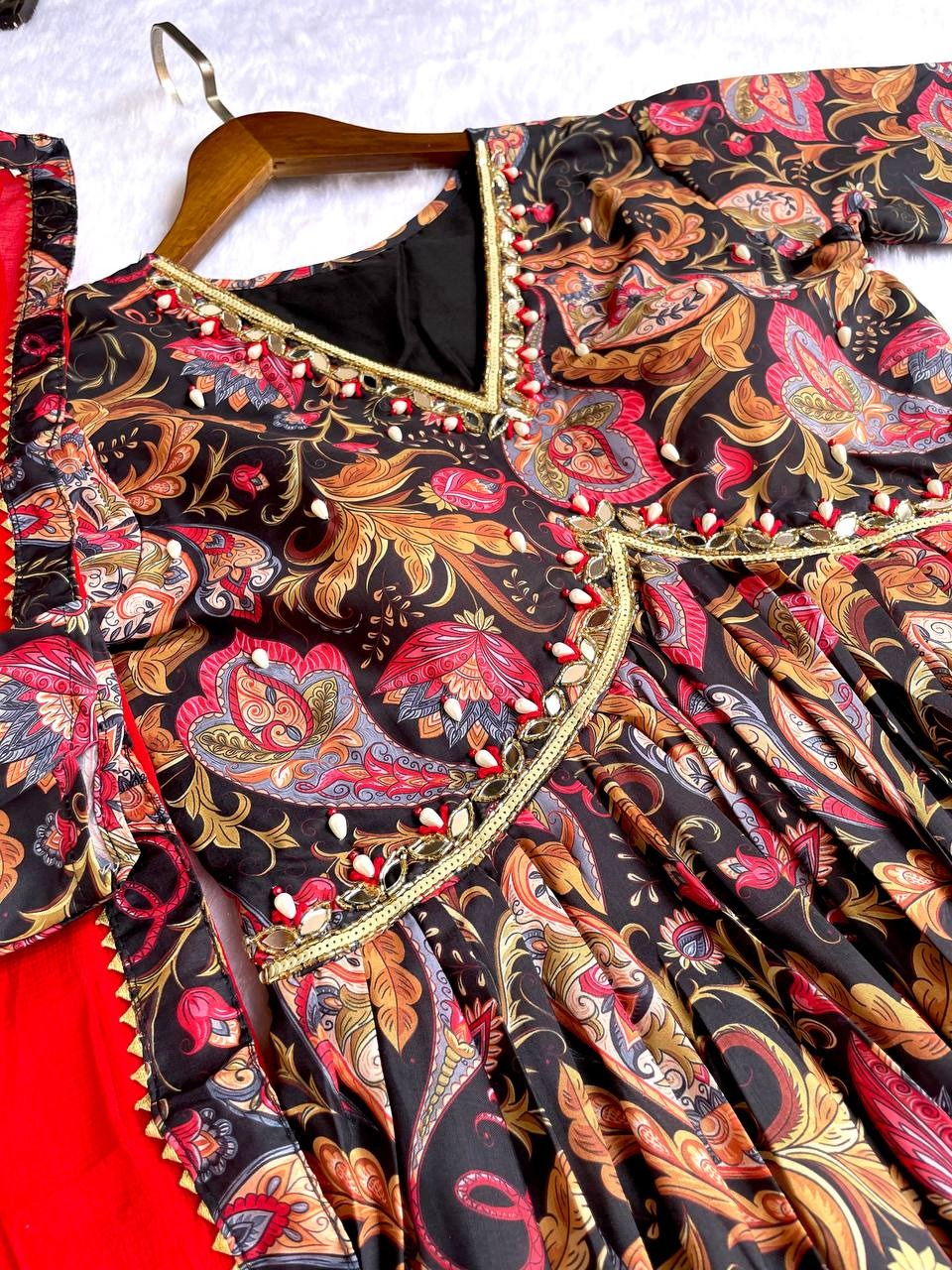 SUMMER SPECIAL PRINTED ALIYA CUT DRESS WITH BOTTOM AND DUPATTA