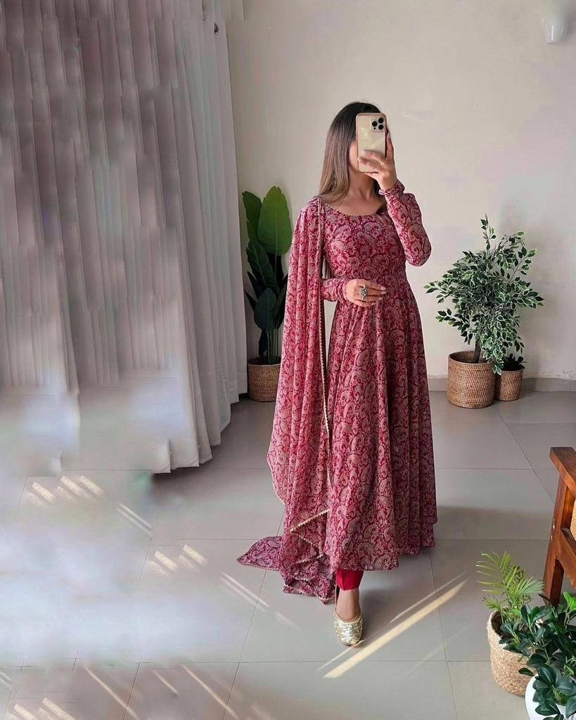 FANCY DESIGNER PRINTED GOWN DUPATTA SET