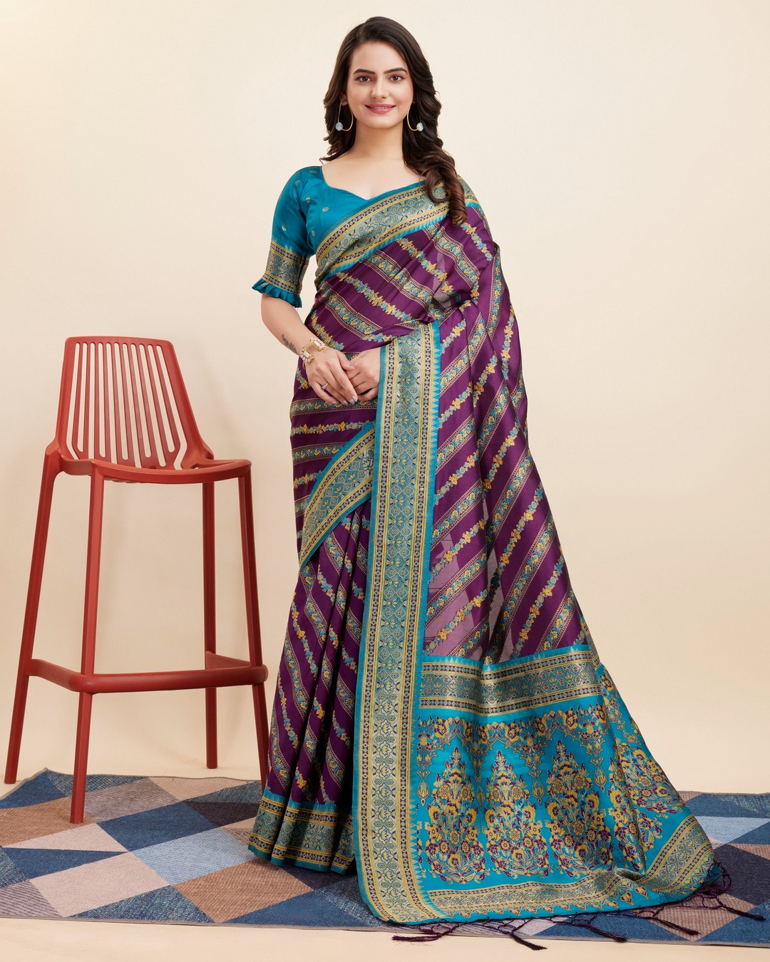 BEAUTIFUL COTTON SILK RICH JAQUARD WORK SAREE WITH BLOUSE PIECE