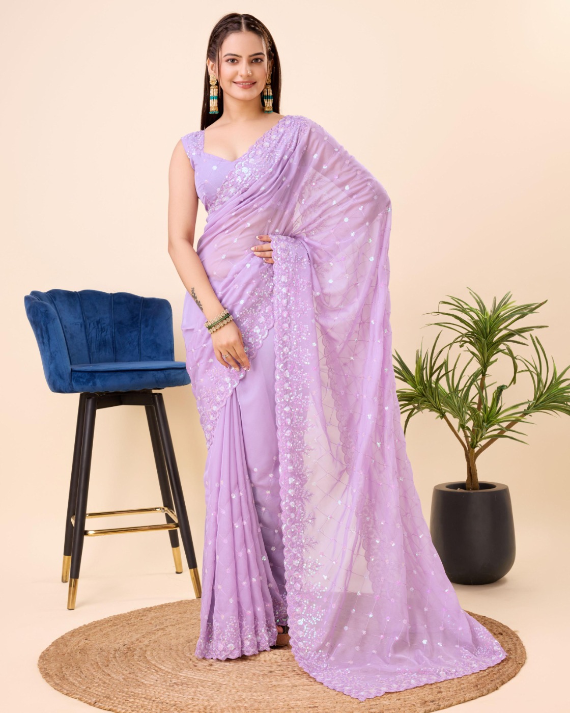 PARTY WEAR TABBY SILK ORGANZA SAREE WITH BLOUSE PIECE