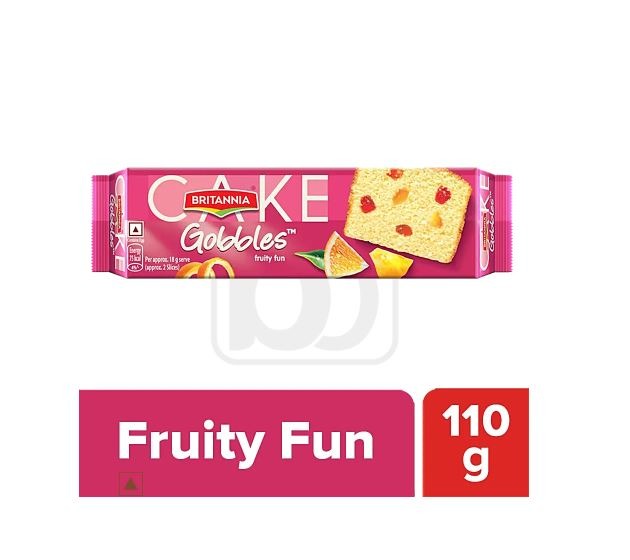 Britannia Gobbles Bar Cake - Fruity Fun, Soft & Fluffy Snack, 110 g