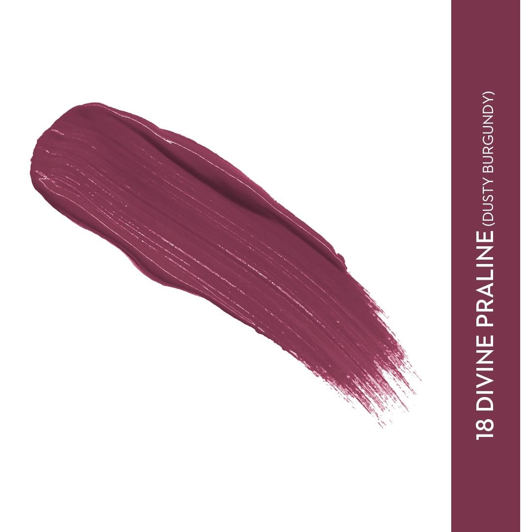 SUGAR Cosmetics - Smudge Me Not - Liquid Lipstick ,Ultra Matte, Transferproof and Waterproof, Lasts Up to 12 hours ,4.5ml - 18 Divine Praline (Dusty Burgundy)