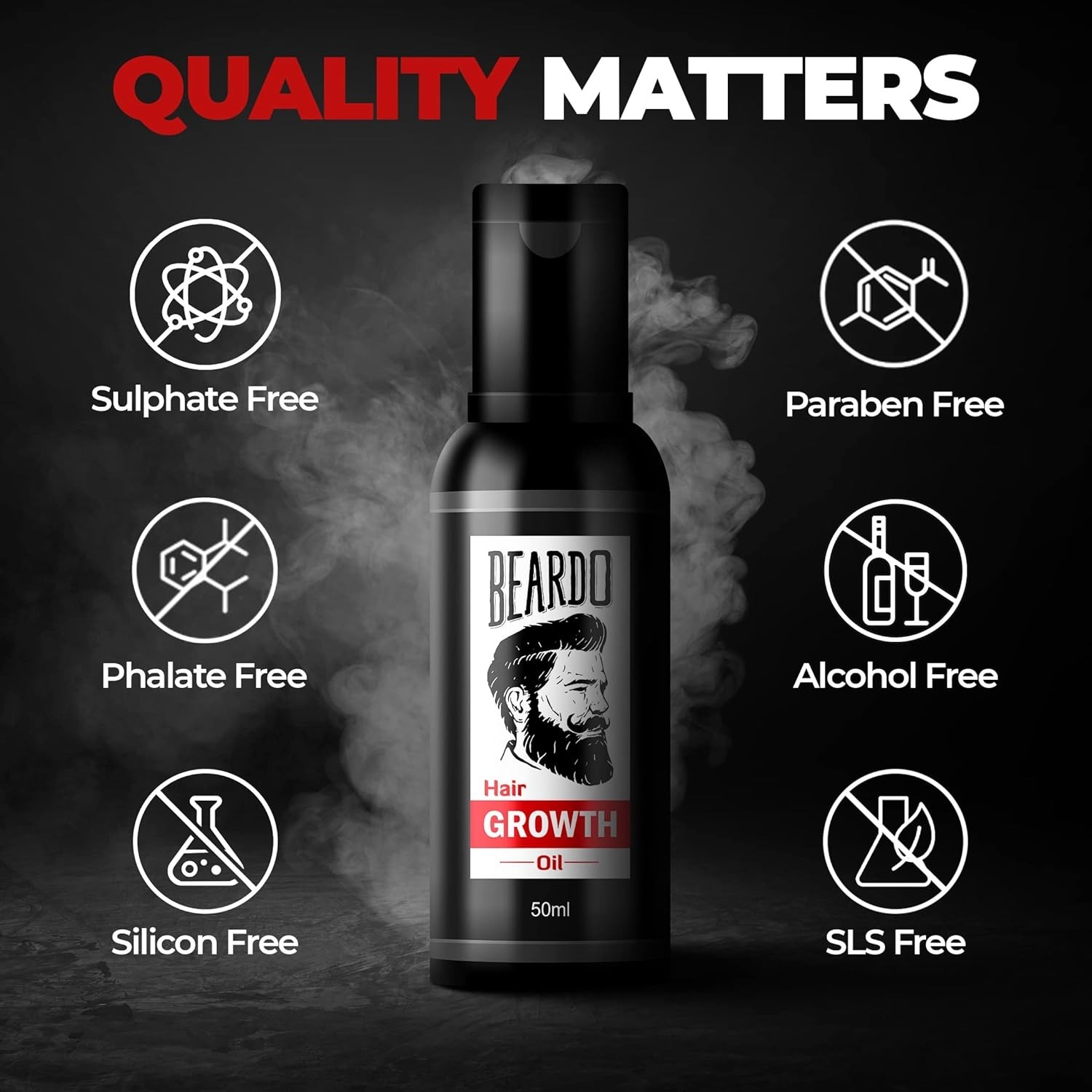 Beardo Beard & Hair Growth Oil, 50ml | Natural Hair Oil for Thicker & Longer Beard | Beard Oil for Uneven, Patchy & Fast Beard Growth | Growth Oil for Stronger & Fuller Beard Hair