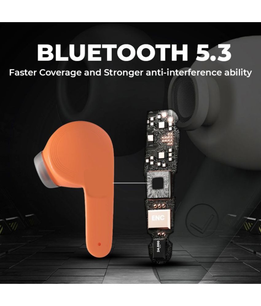 Max Bluetooth True Wireless (TWS) In Ear 30 Hours Playback Powerfull bass,Low Latency IPX4(Splash & Sweat Proof) - Orange