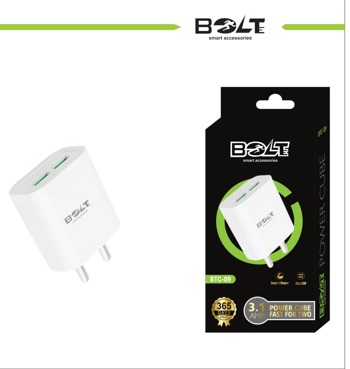 3.1 A DOUBLE USB With MICRO/V8 CABLE ( BTC-09)