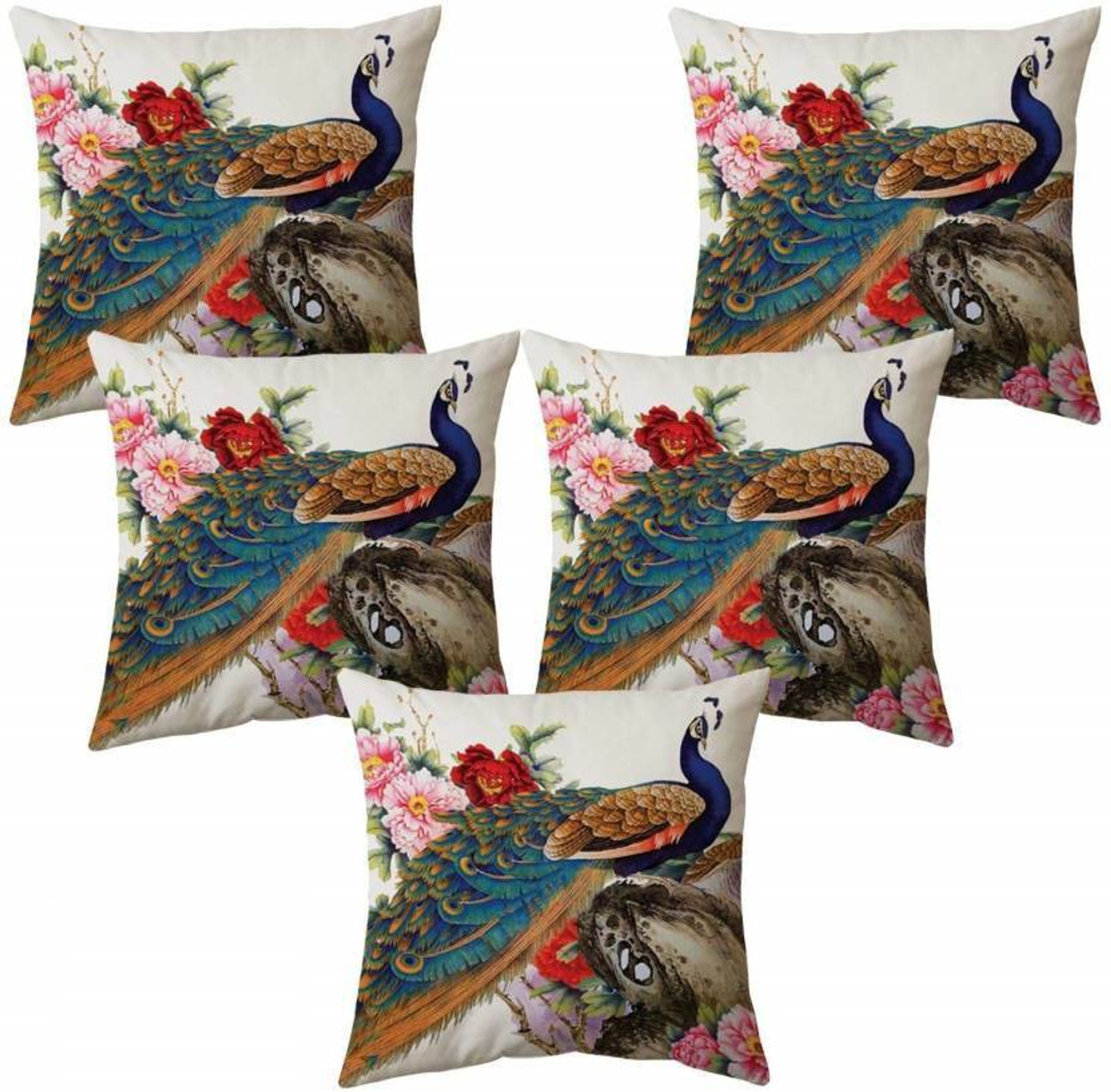 Panipat Textile Hub 3D digital printed Cushion Cover Pack of 5 ( 16 inch x 16 Inch)