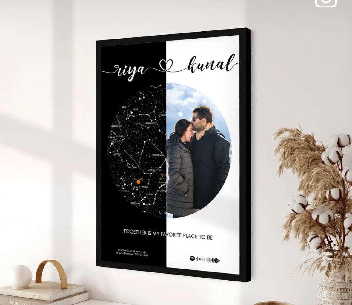 Black N Colour Spotify Frame | Birthday Gift| All Purpose  - White