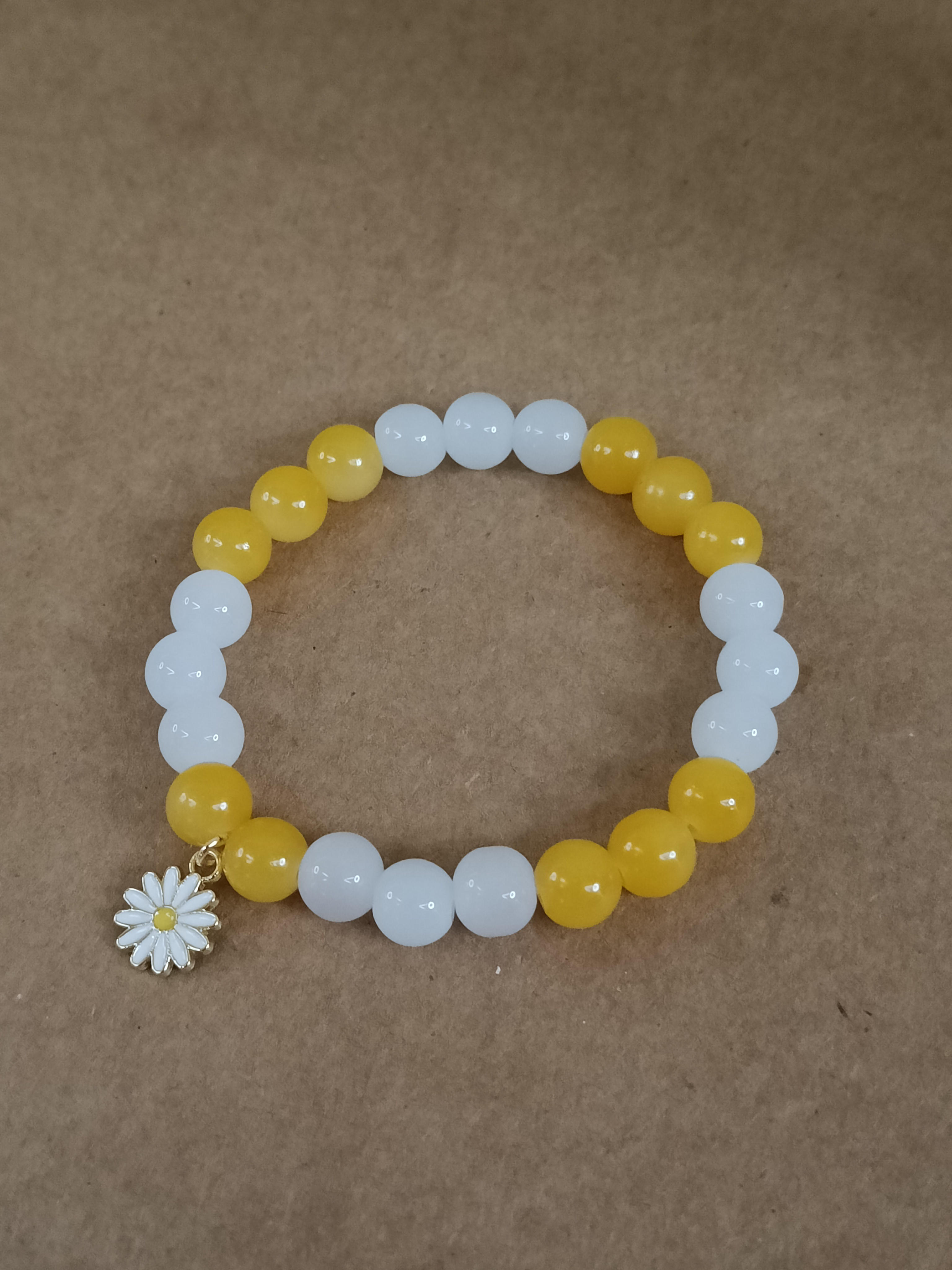 Yellow White Sunflower Bracelet 