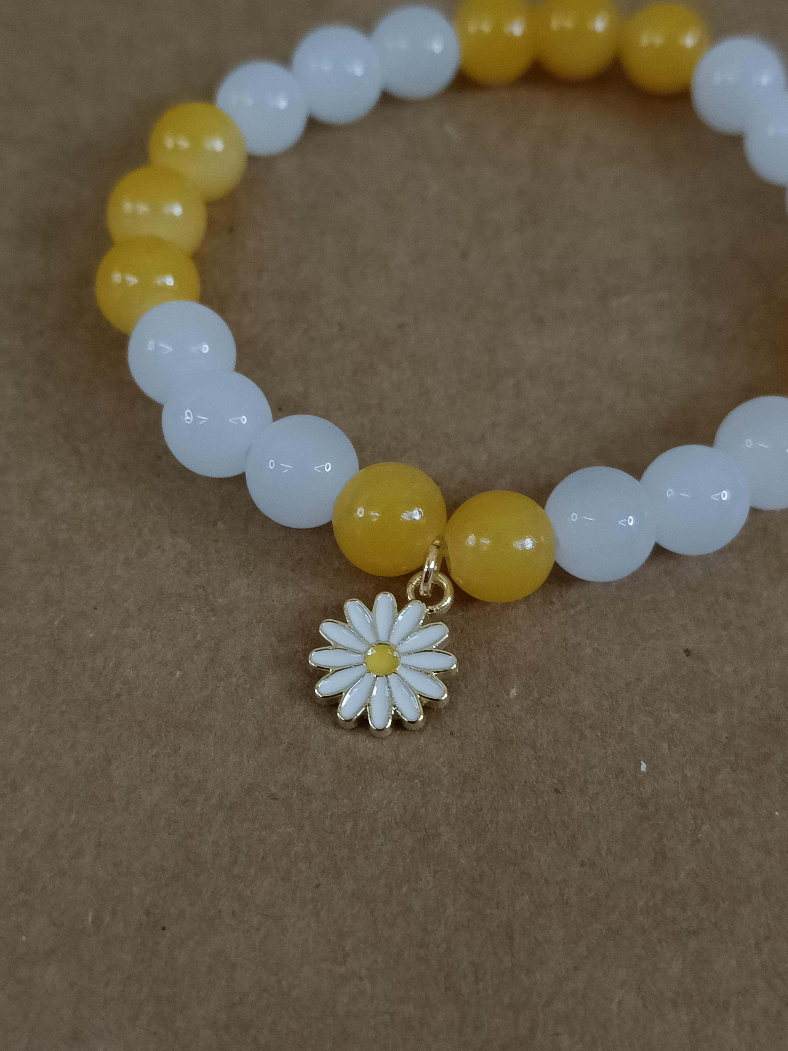 Yellow White Sunflower Bracelet 