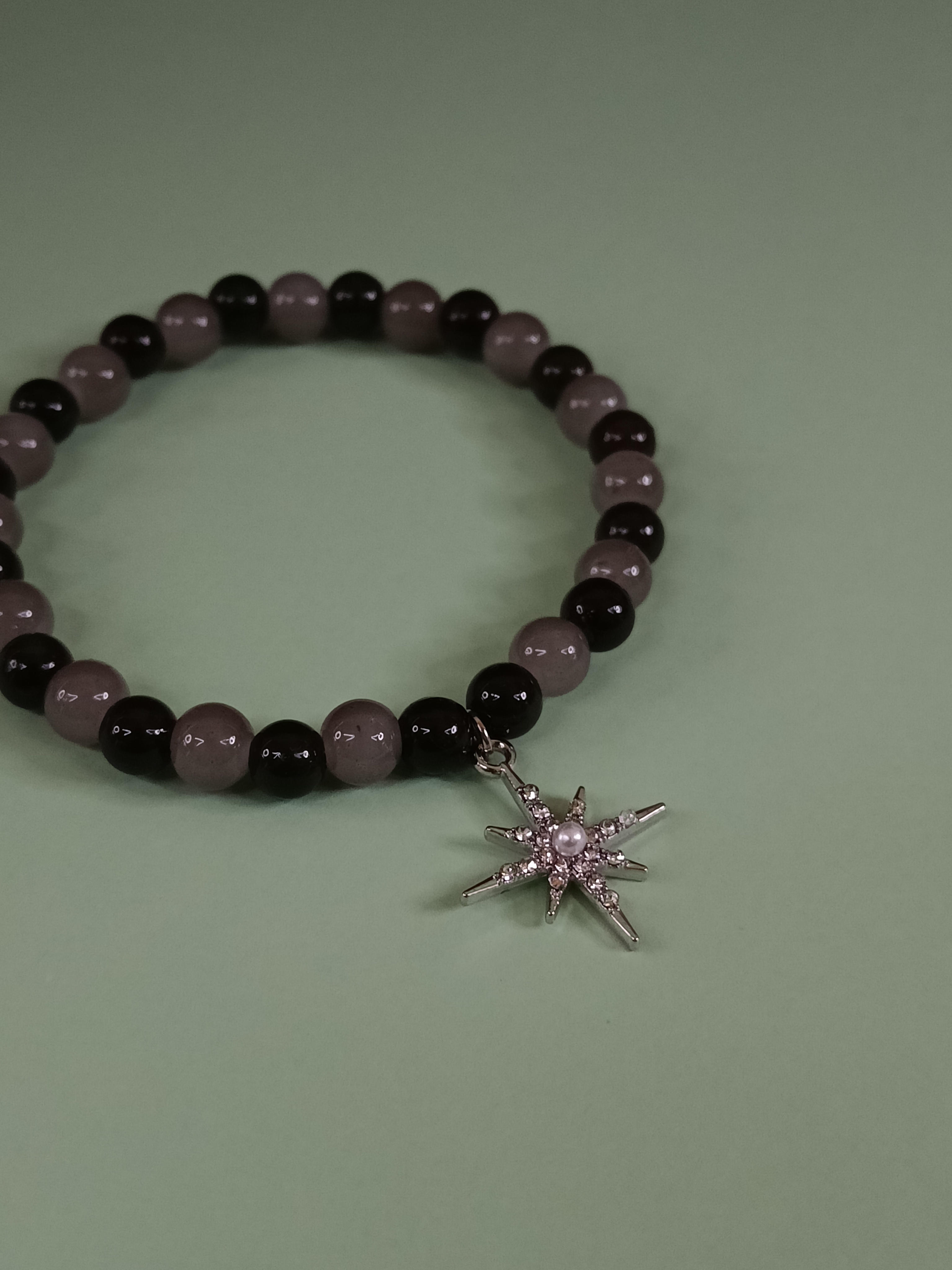 Black & Grey Star Charm Bracelet 