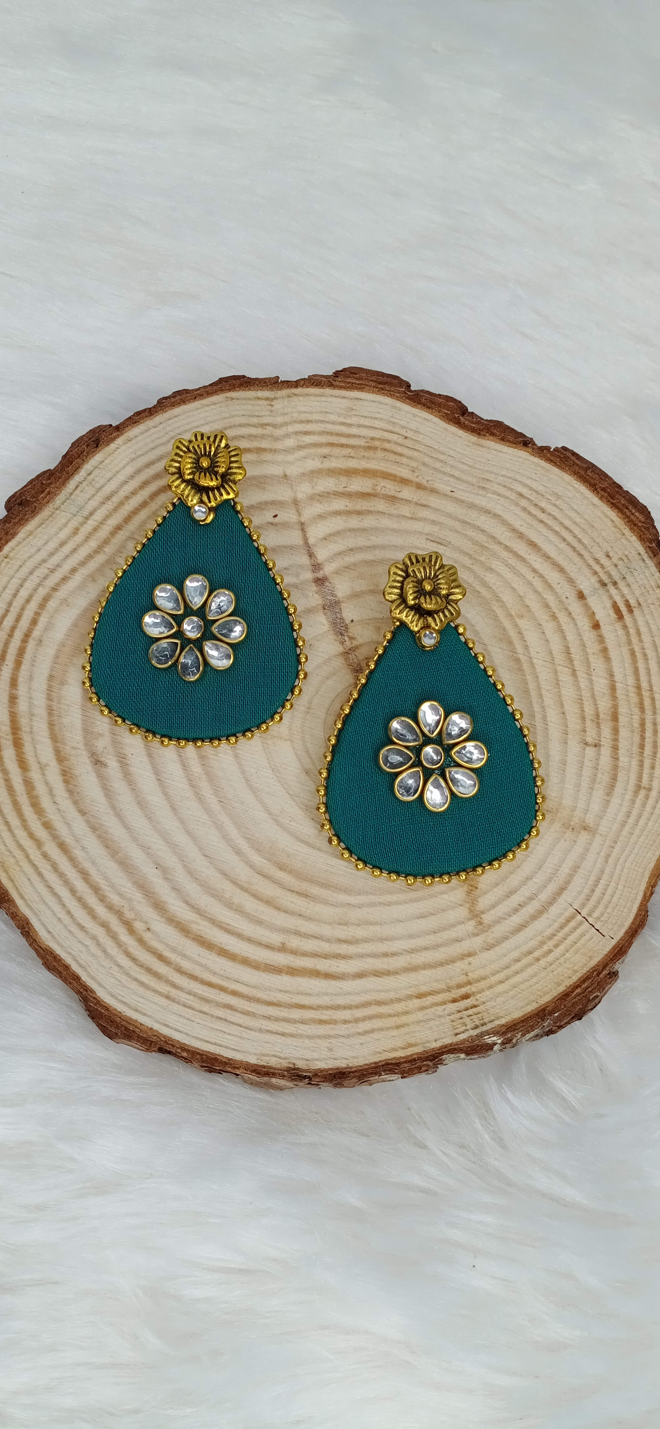 Rose Fabric Studs - Persian Green