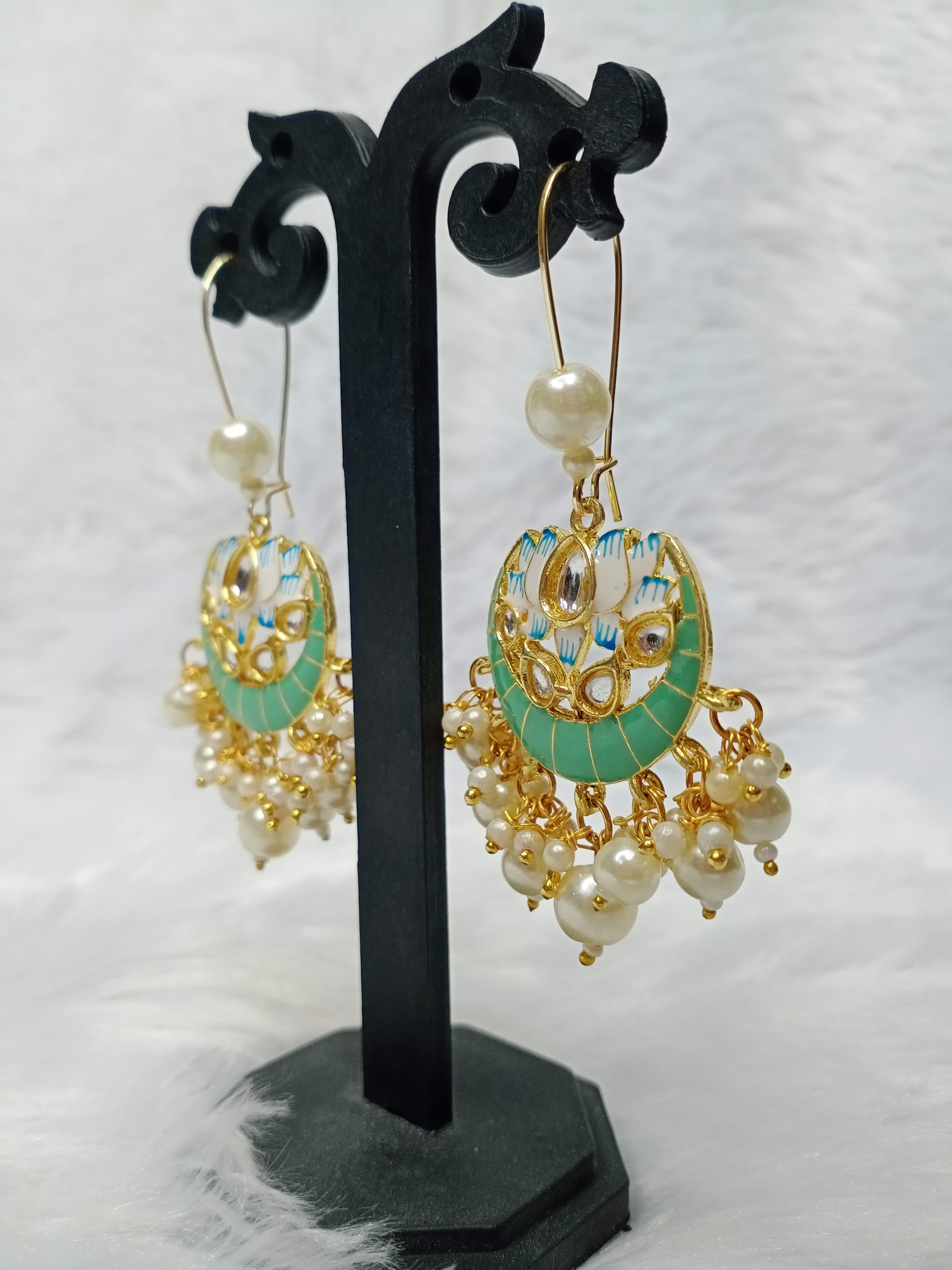 Green Lotus Earrings 