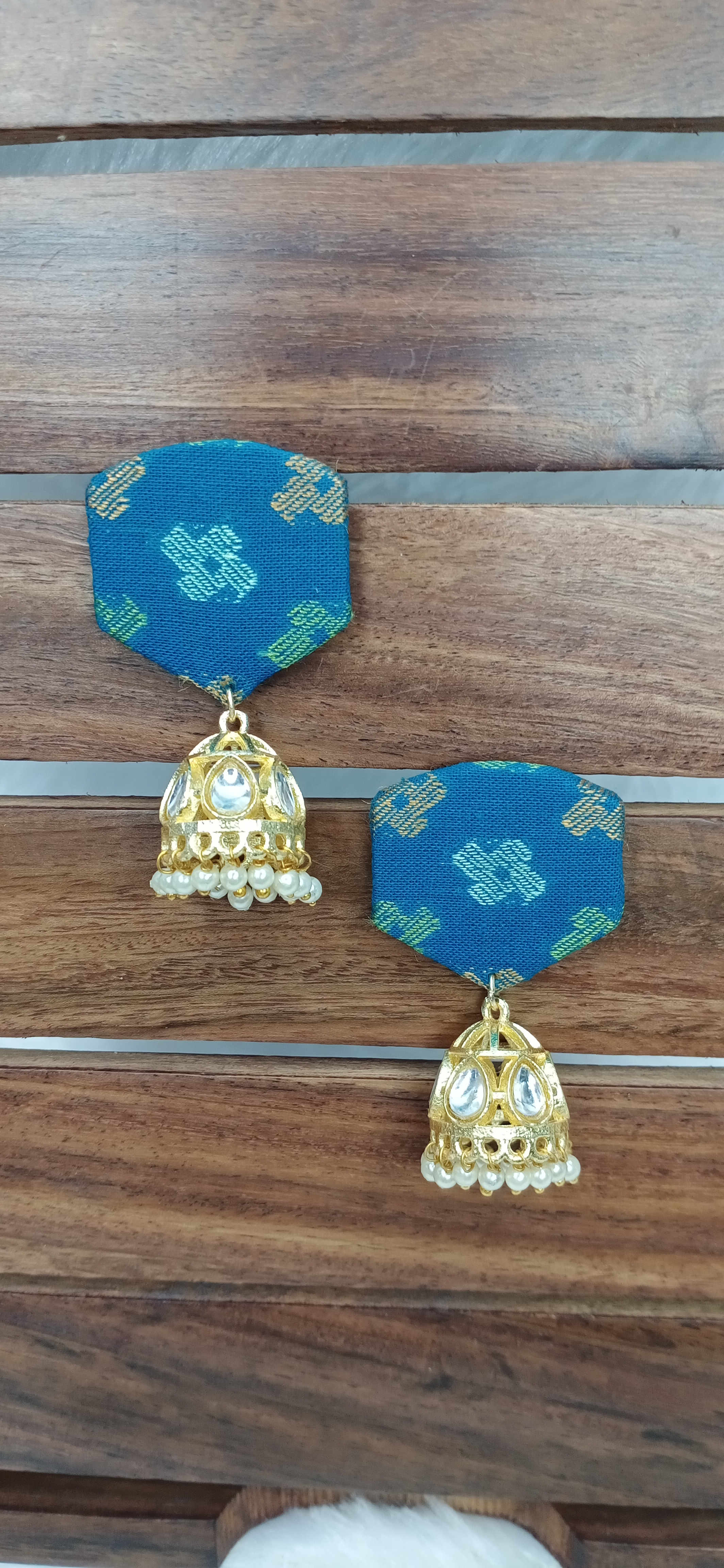 Blue Fabric Jhumkha 