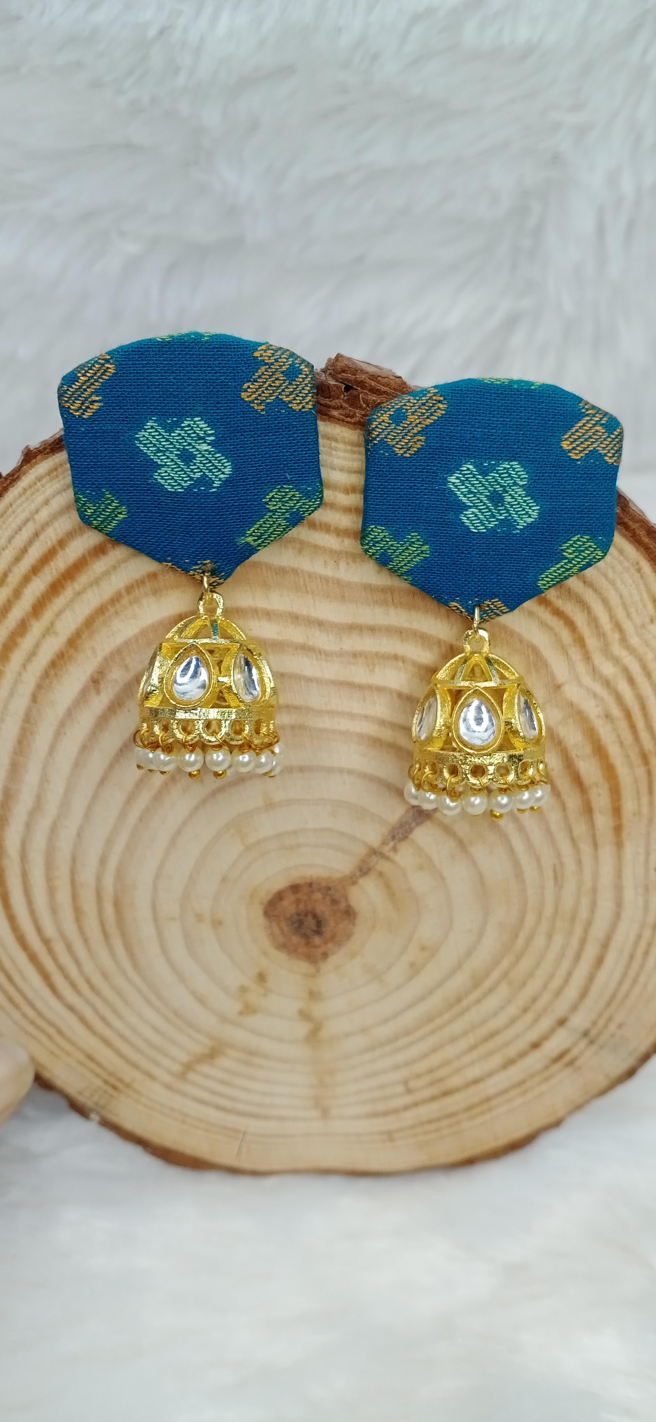 Blue Fabric Jhumkha 